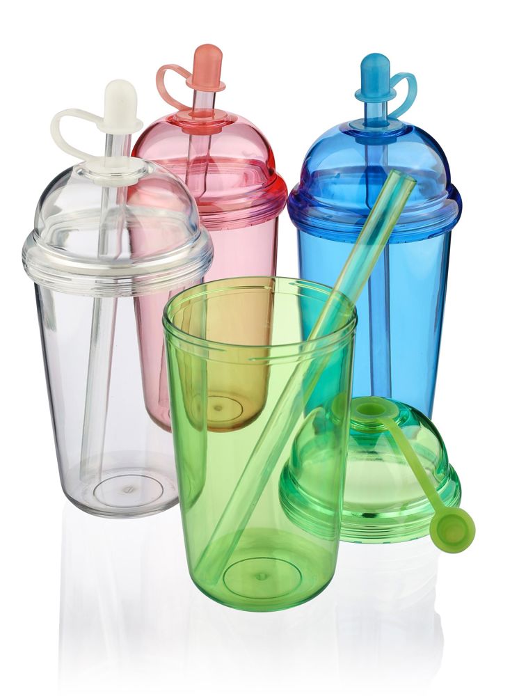 rPet Drinkbeker met rietje Glow 500 ml