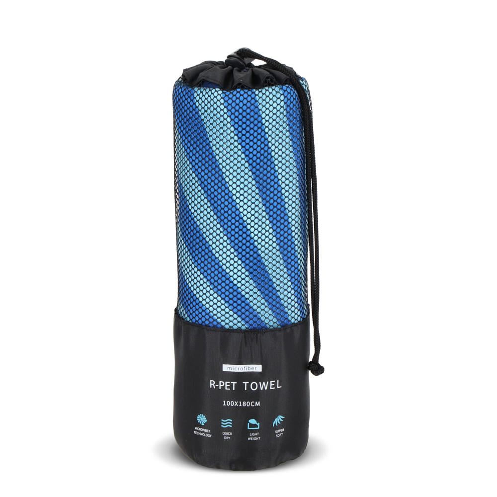 R-PET sneldrogende strandlaken 100x180cm met opbergzak (200g/m²) sublimatie