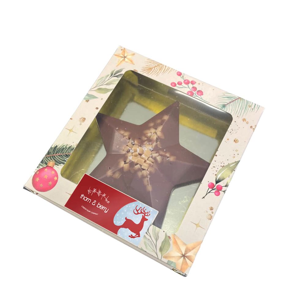 Chocolade Kerstster met caramel-zeezout - bedrukt of onbedrukt verkrijgbaar