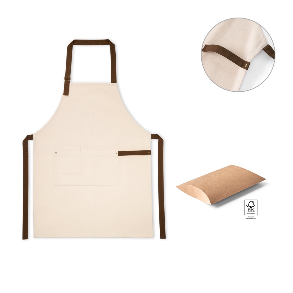 HOLM. 100% katoenen canvas schort (320 g/m²) met metalen details - met logo of onbedrukt bestellen