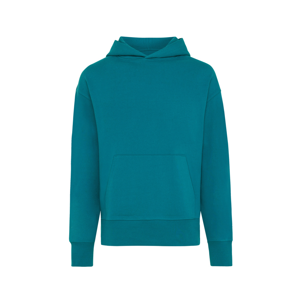 IQONIQ Yoho gerecycled katoen relaxed hoodie - met logo of onbedrukt bestellen - verdigris (± PMS 18-4834TCX)