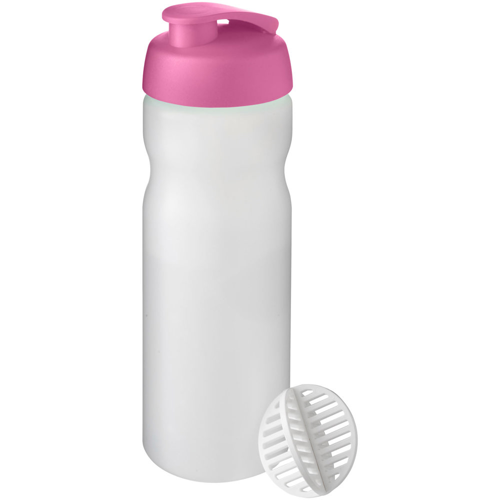 Baseline® Plus 650 ml sportfles met shaker bal - met logo of onbedrukt bestellen - Magenta, Mat helder