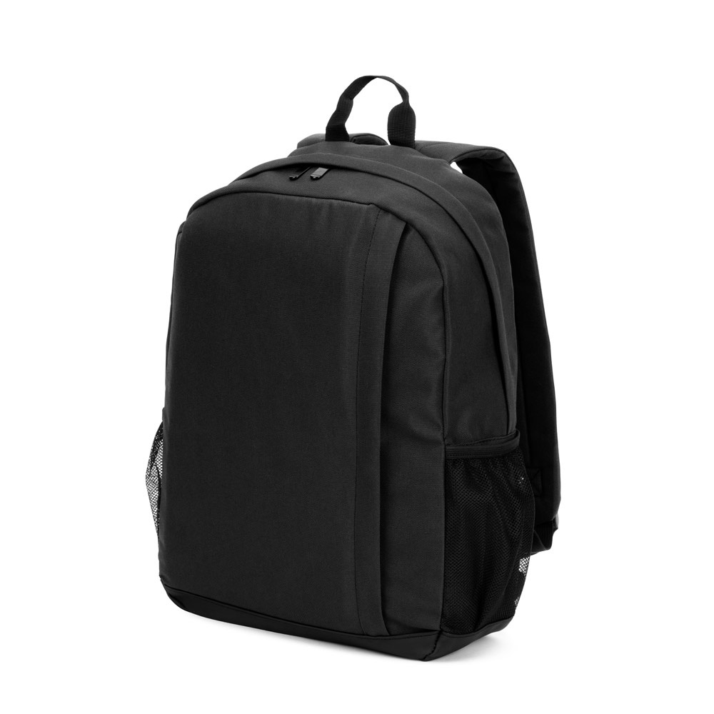 LIVERPOOL. Laptoprugzak van gerecycled polyester met hoge dichtheid, 600D, 15 inch - bedrukt of onbedrukt - Zwart