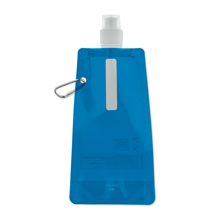 GATES - Opvouwbare drinkfles - met logo of onbedrukt bestellen - transparant blauw