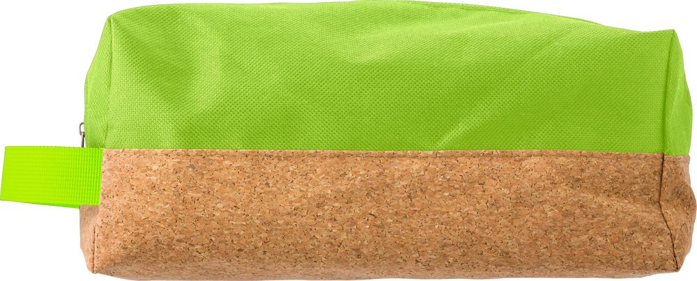 Toilettas van polyester en kurk Lynn - bedrukt of onbedrukt verkrijgbaar - Groen