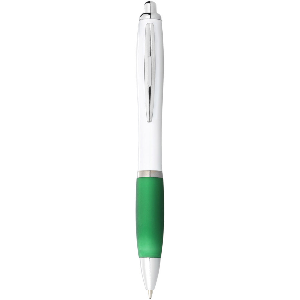 Nash balpen met witte houder en gekleurde grip (blauwe inkt) - kopen of bedrukken - Wit, Groen