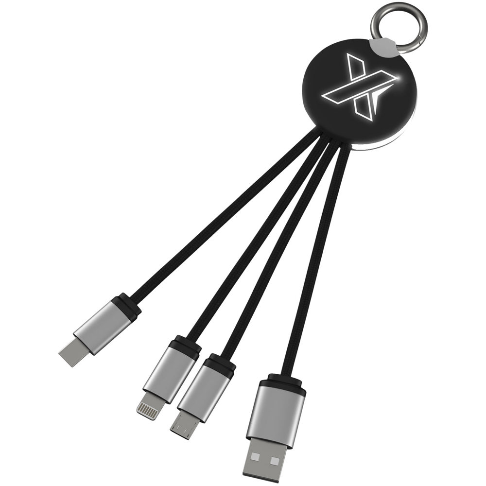 SCX.design C16 kabel met oplichtende ring - met logo of onbedrukt bestellen - Zwart, Wit