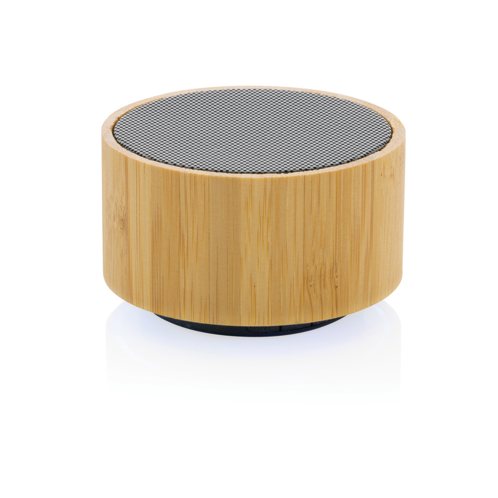 RCS gereycled plastic en bamboe 3W draadloze luidspreker - met logo of onbedrukt bestellen - zwart (± PMS Black)