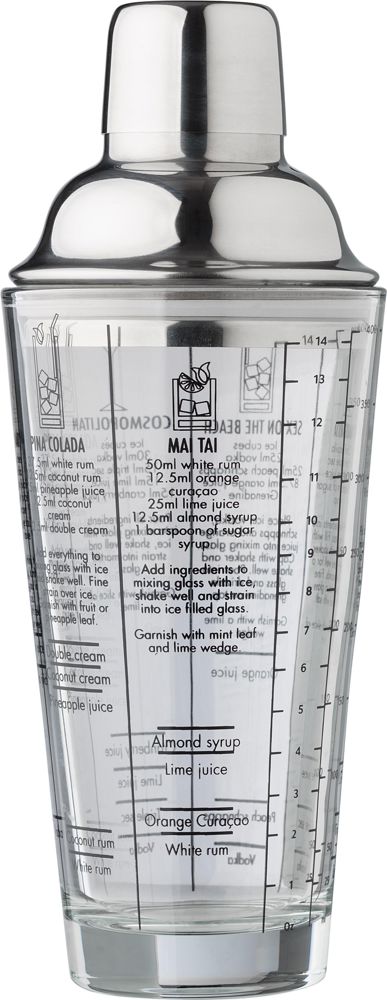 Glazen cocktailshaker (400 ml) Adela - bedrukt of onbedrukt verkrijgbaar - neutraal