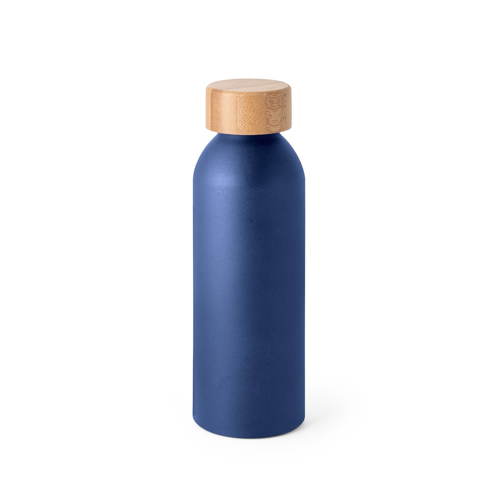 QUETA. Aluminium fles met bamboe deksel 550 mL - met logo of onbedrukt bestellen - Marineblauw