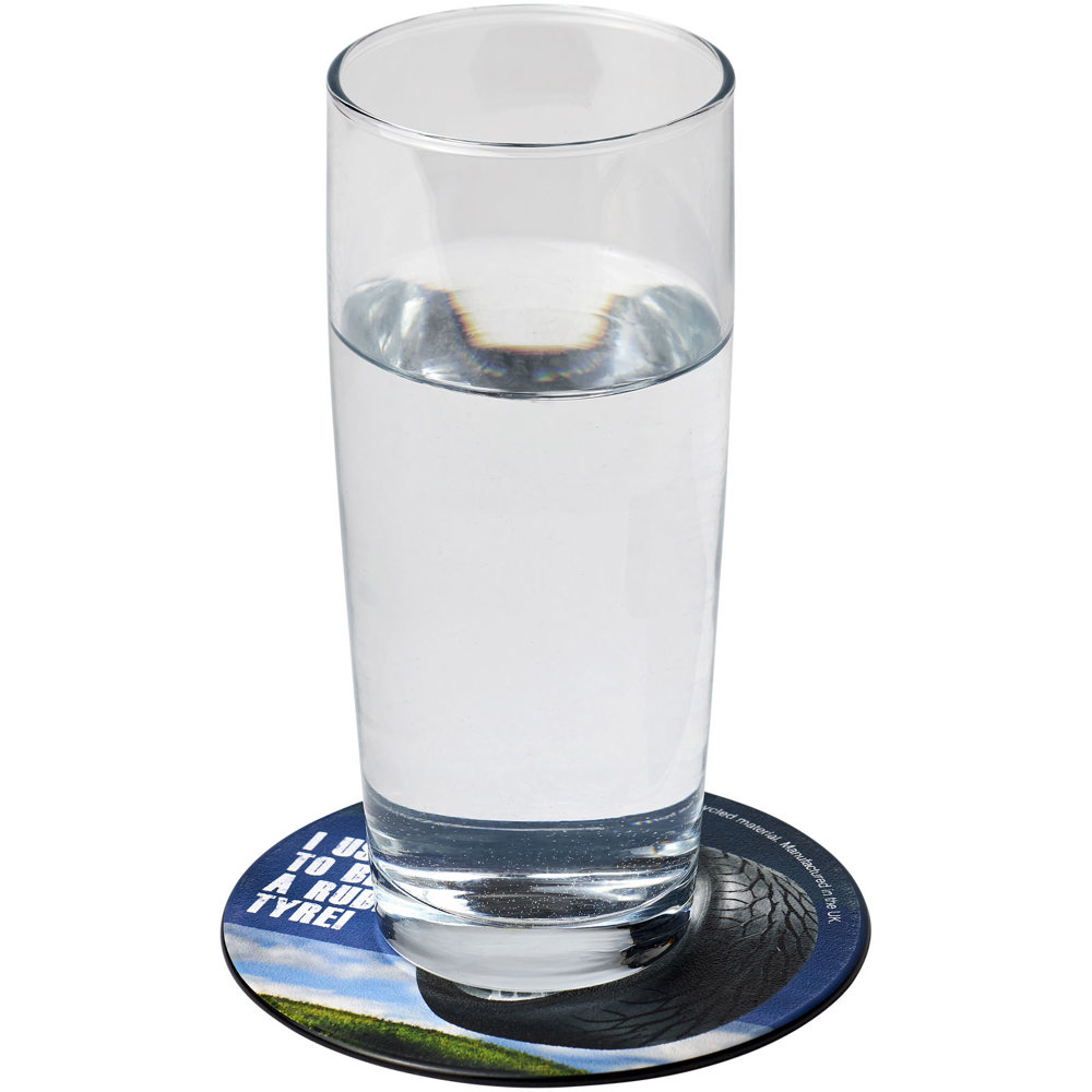 Brite-Mat® ronde onderzetter met bandmateriaal - voor bedrijven en relatiegeschenken