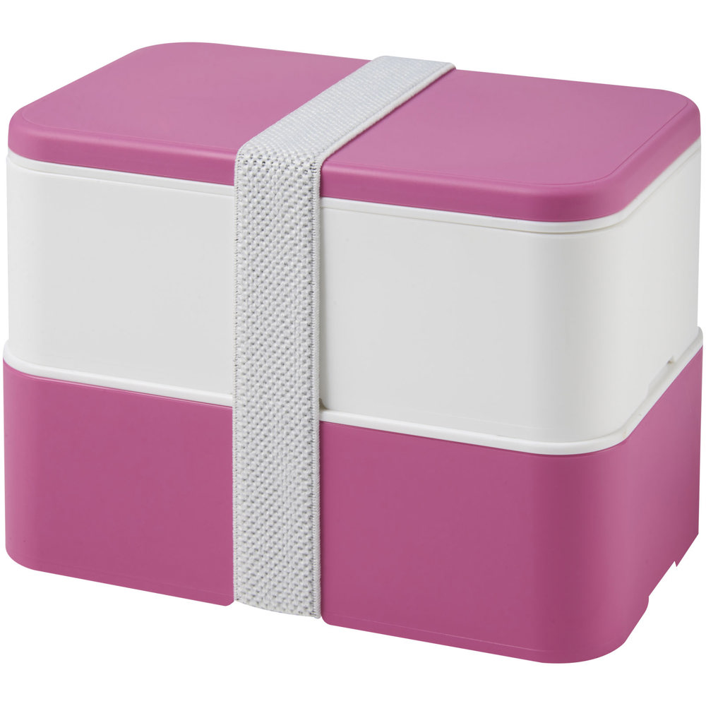 MIYO 700+700 ml dubbellaagse lunchbox - met logo of onbedrukt bestellen - Roze, Wit, Wit