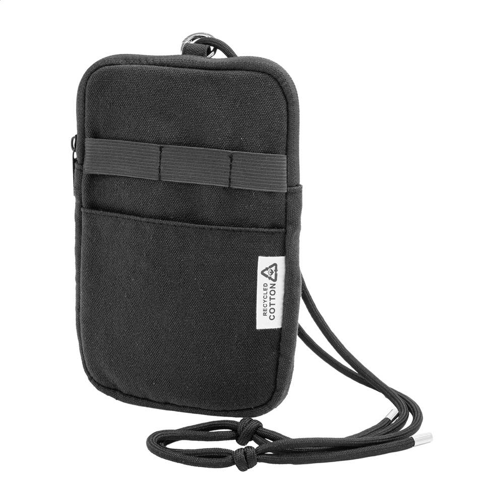 CanvaFon - gerecycled canvas crossbody mobiele tas - met logo of onbedrukt bestellen - Zwart