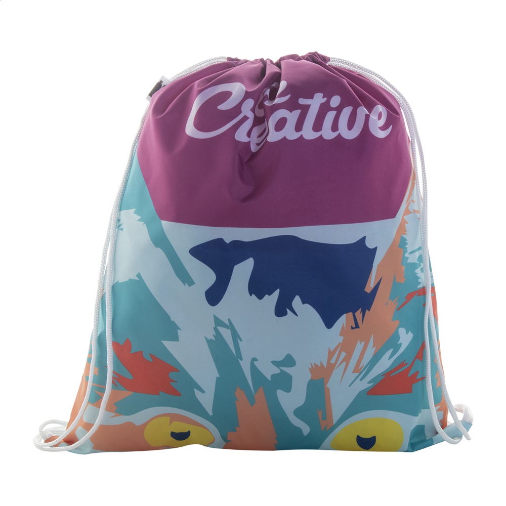 CreaDraw RPET - custom made trekkoord tas - met logo of onbedrukt bestellen - wit/wit