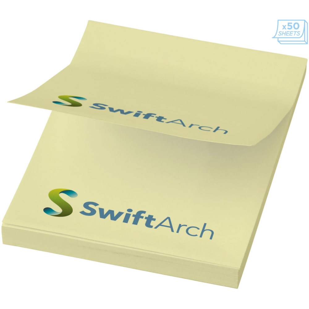 Sticky-Mate® sticky notes 50x75 mm - voor bedrijven en relatiegeschenken - Lichtgeel