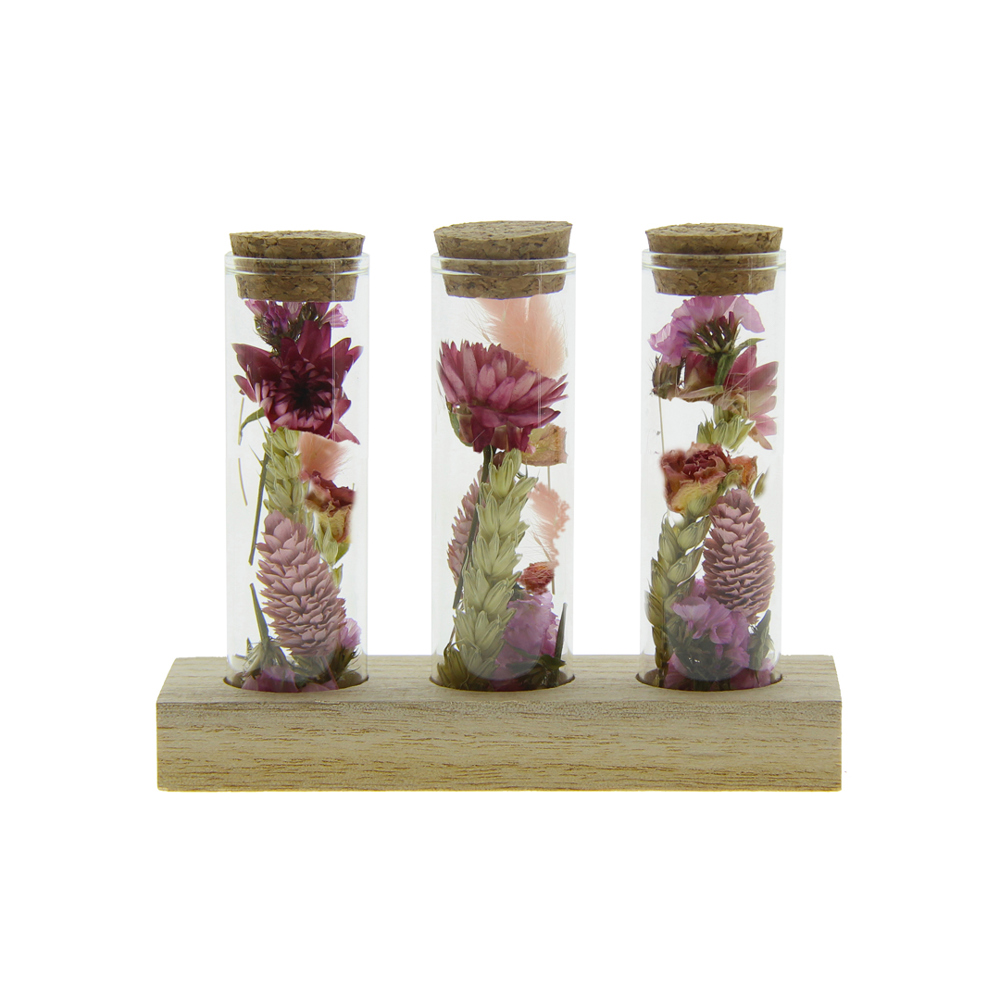 Dried Flowers - Trio tube & wood - kopen of bedrukken - roze