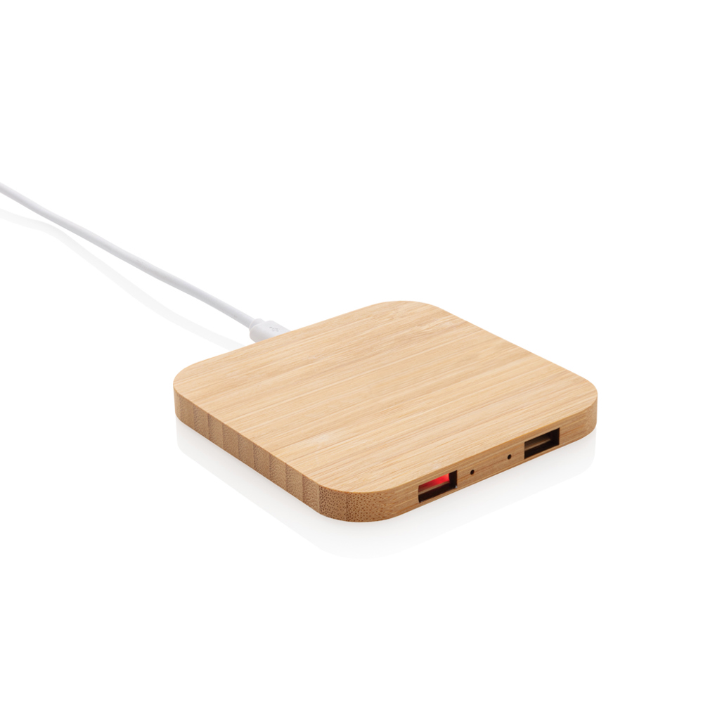 Bamboe 5W draadloze oplader met USB - kopen of bedrukken