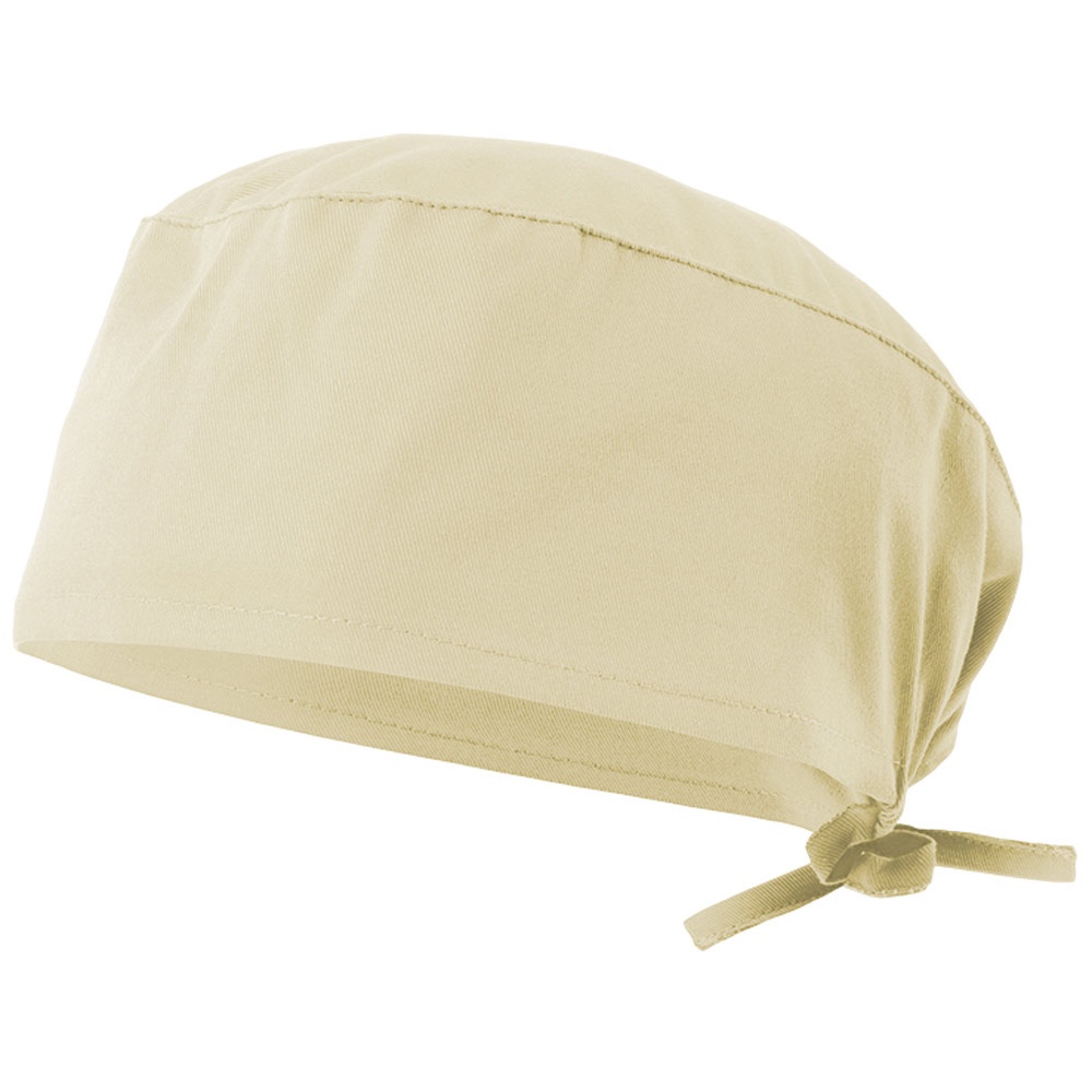 VL ENLIL. Sanitaire keperstof muts (190g/m²), van katoen (35%) en polyester (65%) - met logo of onbedrukt - Pastel geel