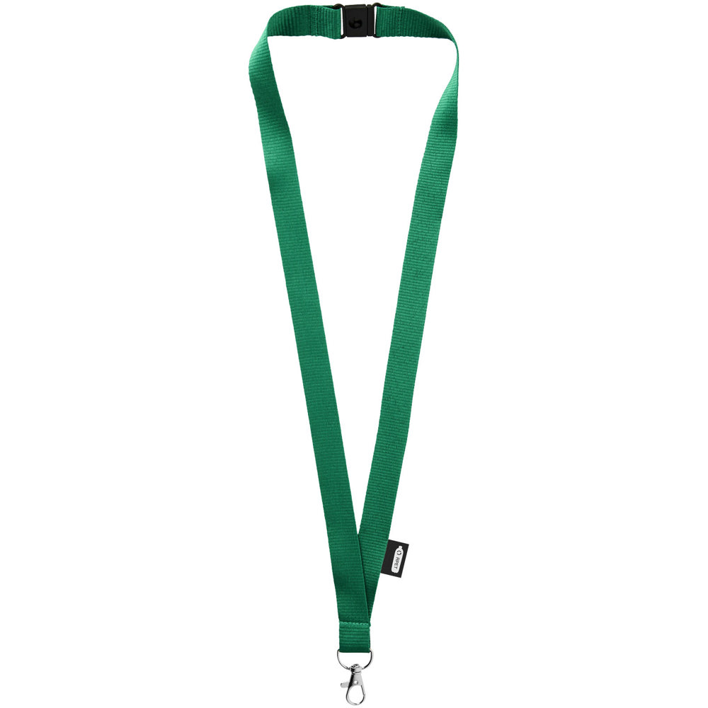 Tom gerecyclede PET lanyard met veiligheidssluiting - bedrukt of onbedrukt verkrijgbaar - groen
