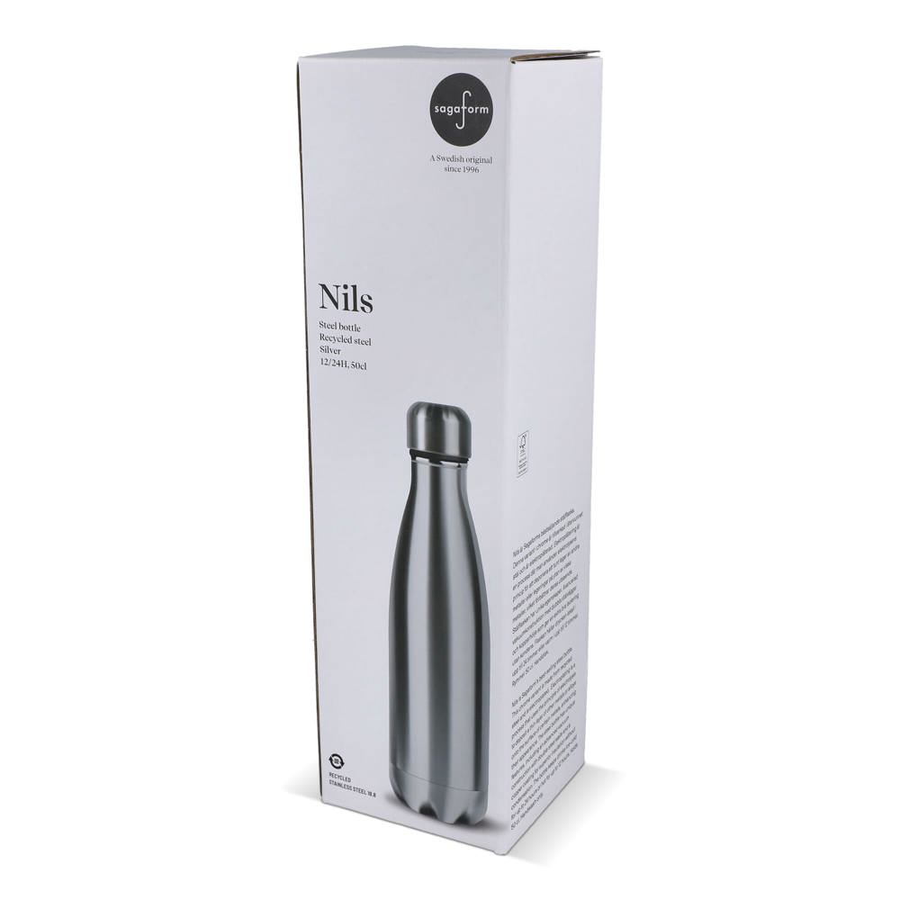 Sagaform Nils stalen fles Chroom 500 ml