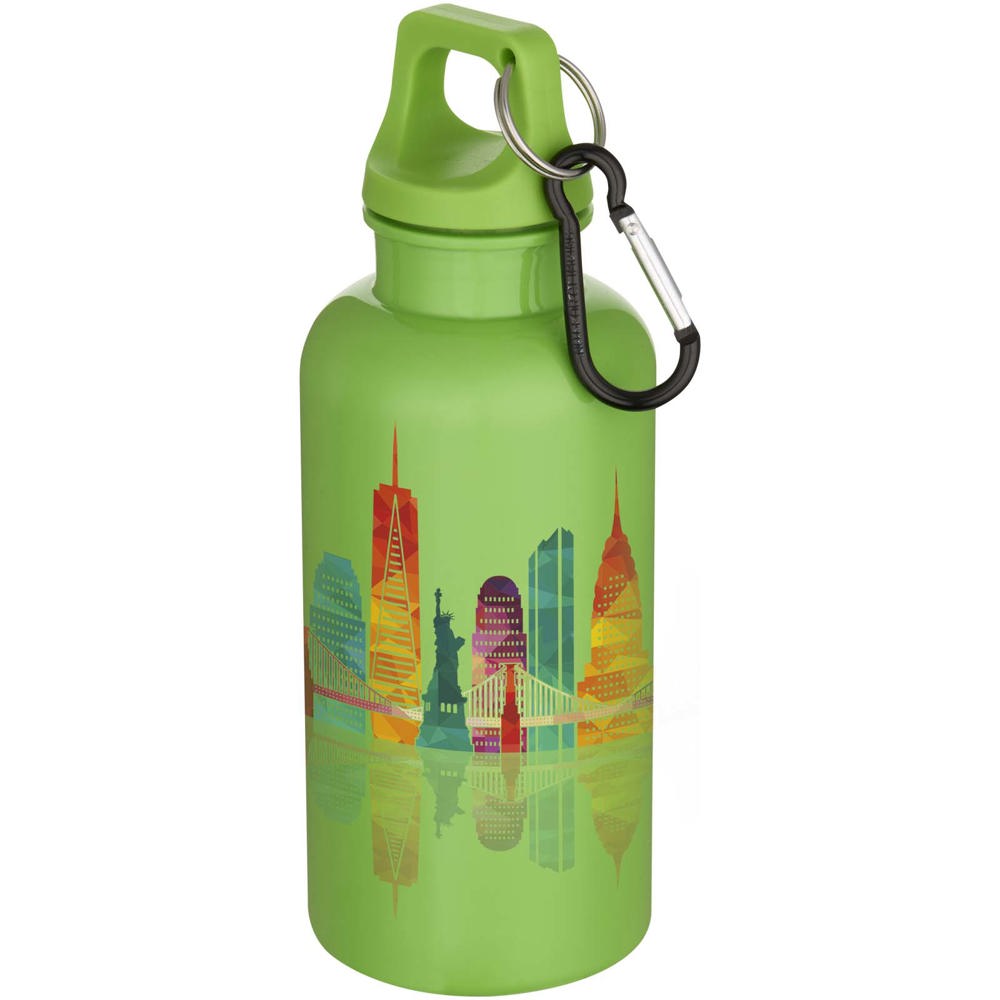 Oregon 400 ml effen waterfles van RCS gecertificeerd gerecycled plastic met karabijnhaak 