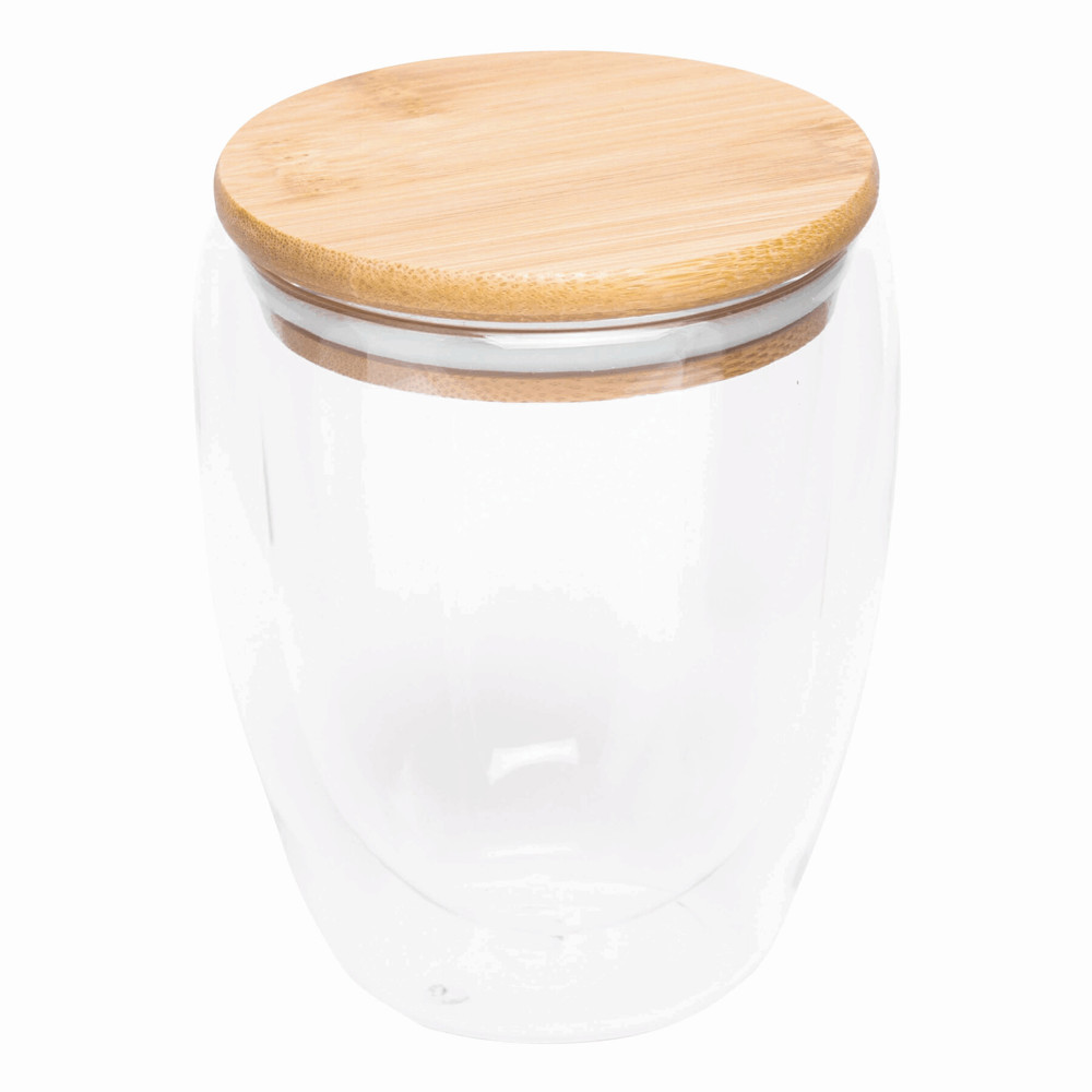 BAMBOO ART M - Dubbelwandig glas, inhoud ca. 350 ml. - voor bedrijven en relatiegeschenken
