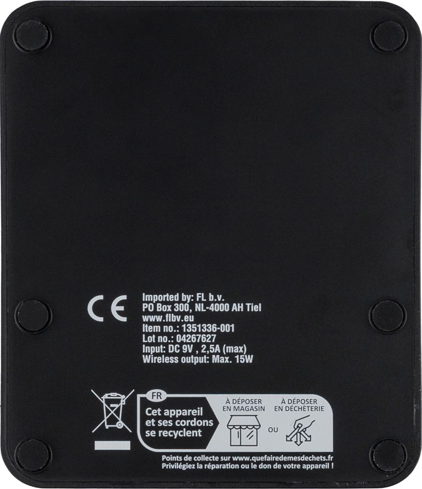 Gerecycled ABS 3-in-1 draadloze oplader Elias