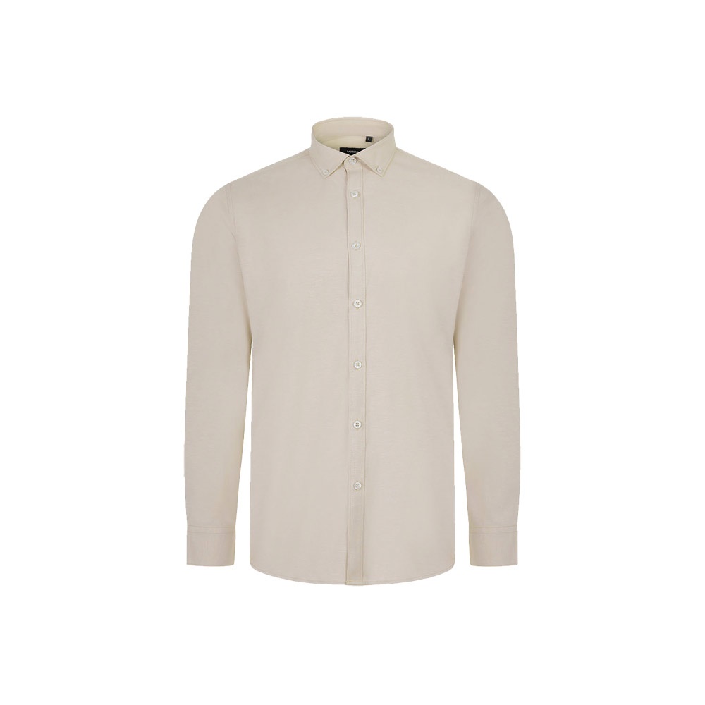 VL PRITHVI MAN. Oxford overhemd voor heren (180 g/m²) van katoen (50%), polyester (45%) en elastaan ​​(5%) - Ecru