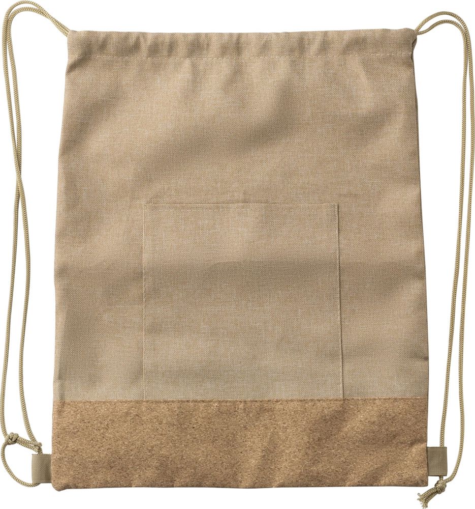 rPET polyester (600D) trekkoord rugzak Ansel - met logo of onbedrukt bestellen - khaki (écru)