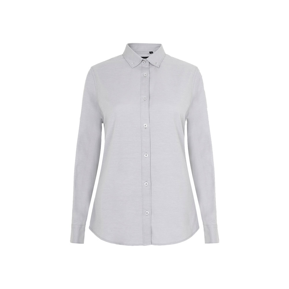 VL PRITHVI WOMEN. Oxford overhemd (180 g/m²) voor dames, gemaakt van katoen (50%), polyester (45%) en elastaan ​​(5%) - Licht grijs