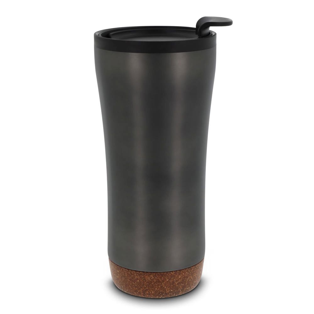 Dubbelwandige thermobeker met kurk onderzijde 480ml - kopen of bedrukken - Donker gun metal