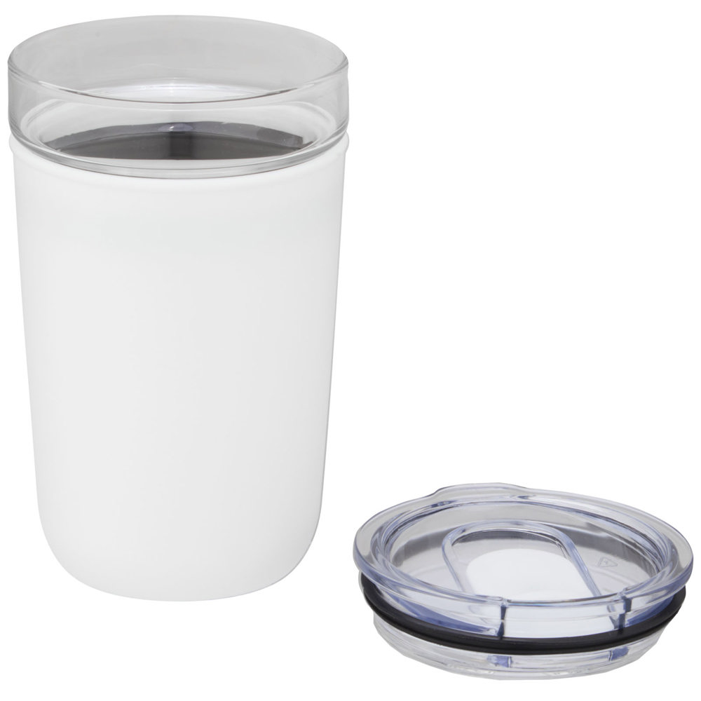 Bello 420 ml glazen beker met buitenwand van gerecycled plastic