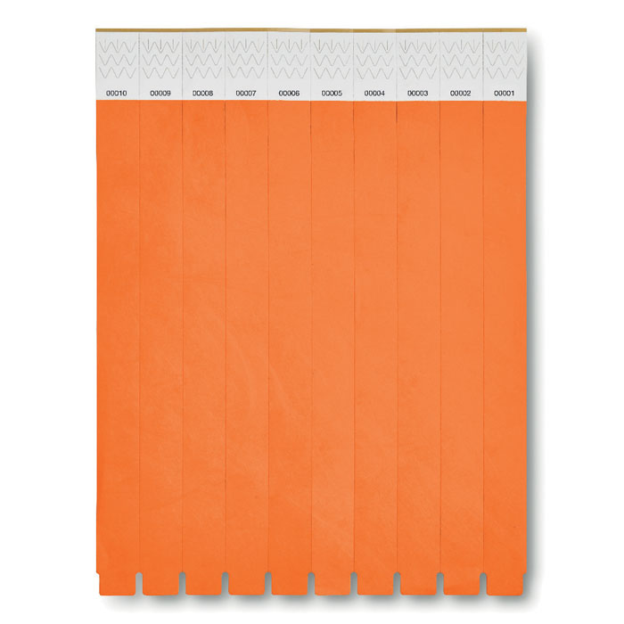 TYVEK - 1 Vel met 10 event armbandjes - voor bedrijven en relatiegeschenken - oranje