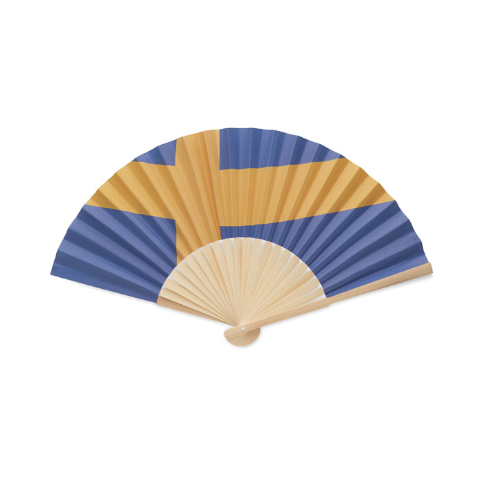 FUNFAN - Handwaaier met vlagontwerp - met logo of onbedrukt bestellen - blauw