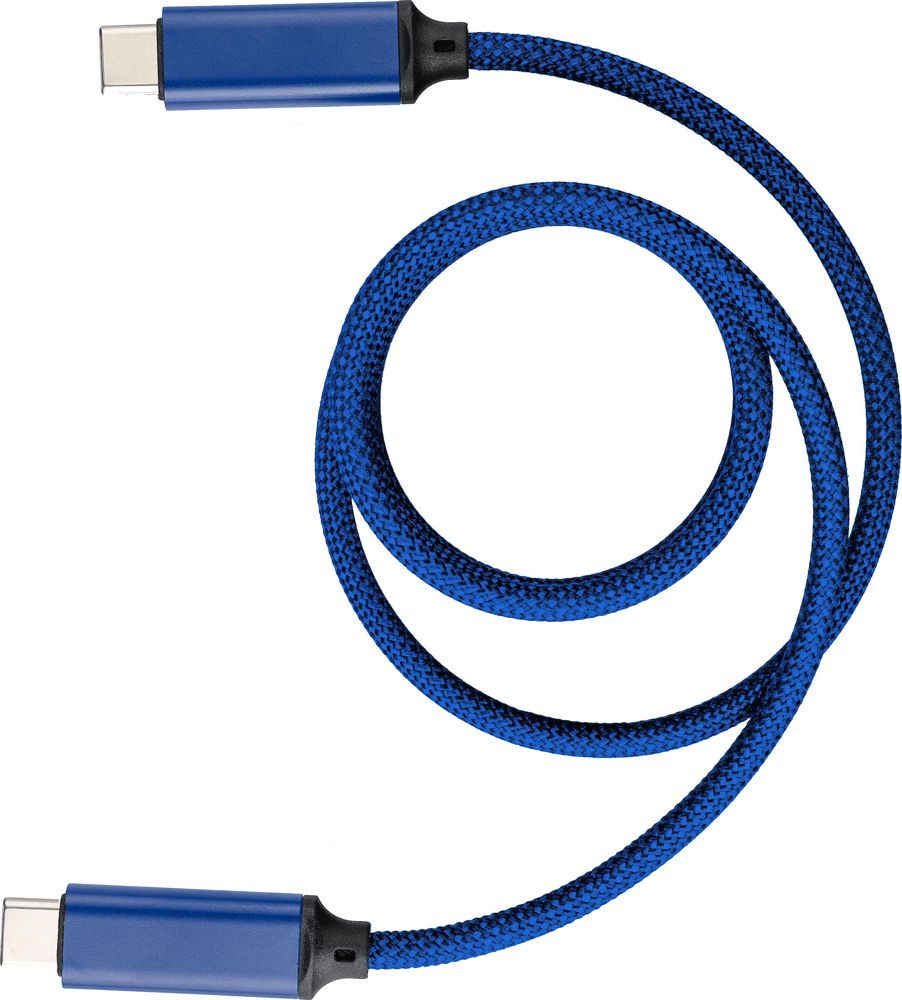 Nylon oplaadkabel Janet - met logo of onbedrukt bestellen - Blauw
