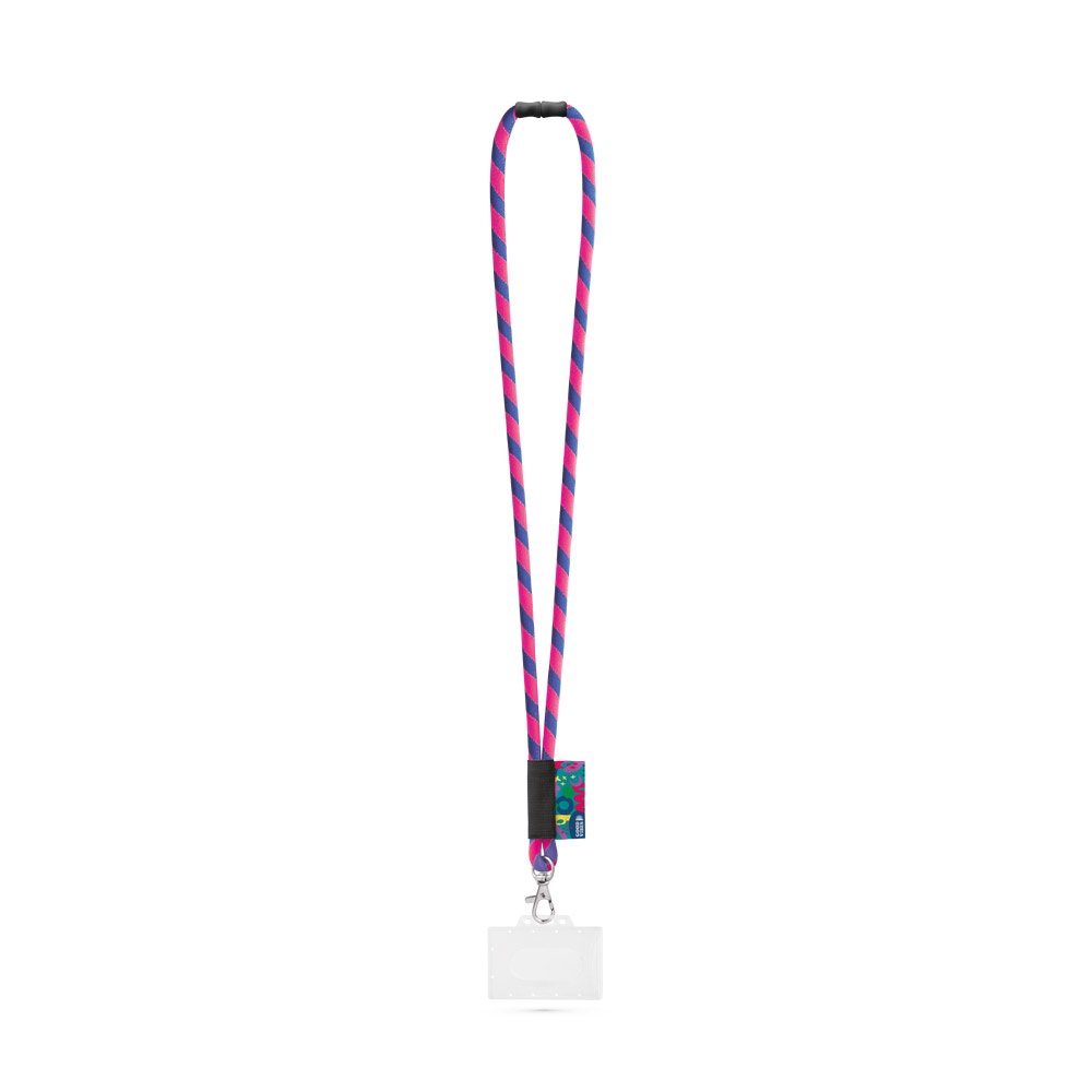 WATFORD. Op maat gemaakte polyamide lanyard - met logo of onbedrukt bestellen - Hexachrome roze , Royal blauw