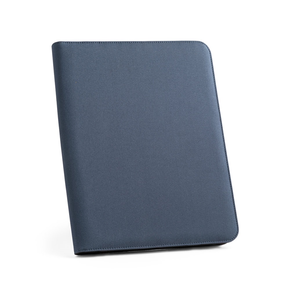 EMERGE FOLDER. A4 map in gerecycled polyester (100% rPET) 300D met rits - voor bedrijven en relatiegeschenken - Blauw
