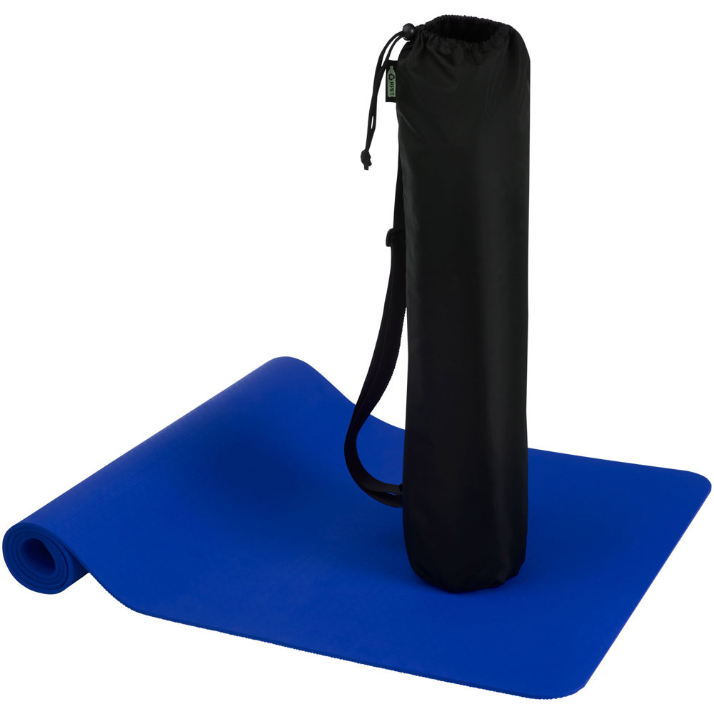 Virabha yogamat van gerecycled TPE - met logo of onbedrukt bestellen - blauw