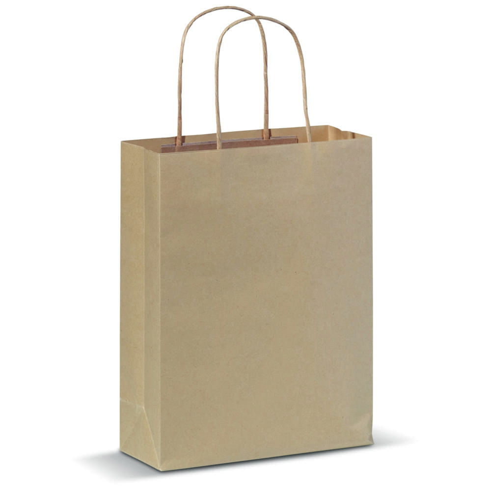 Papieren kraft tas 90g/m² 18x8x22cm - voor bedrijven en relatiegeschenken - Bruin