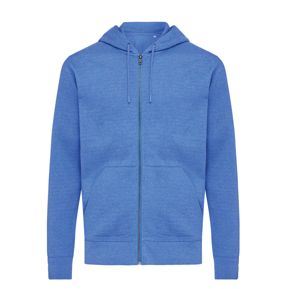 IQONIQ Abisko gerecycled katoen hoodie met rits - met logo of onbedrukt bestellen - heather blue (± PMS heather blue)