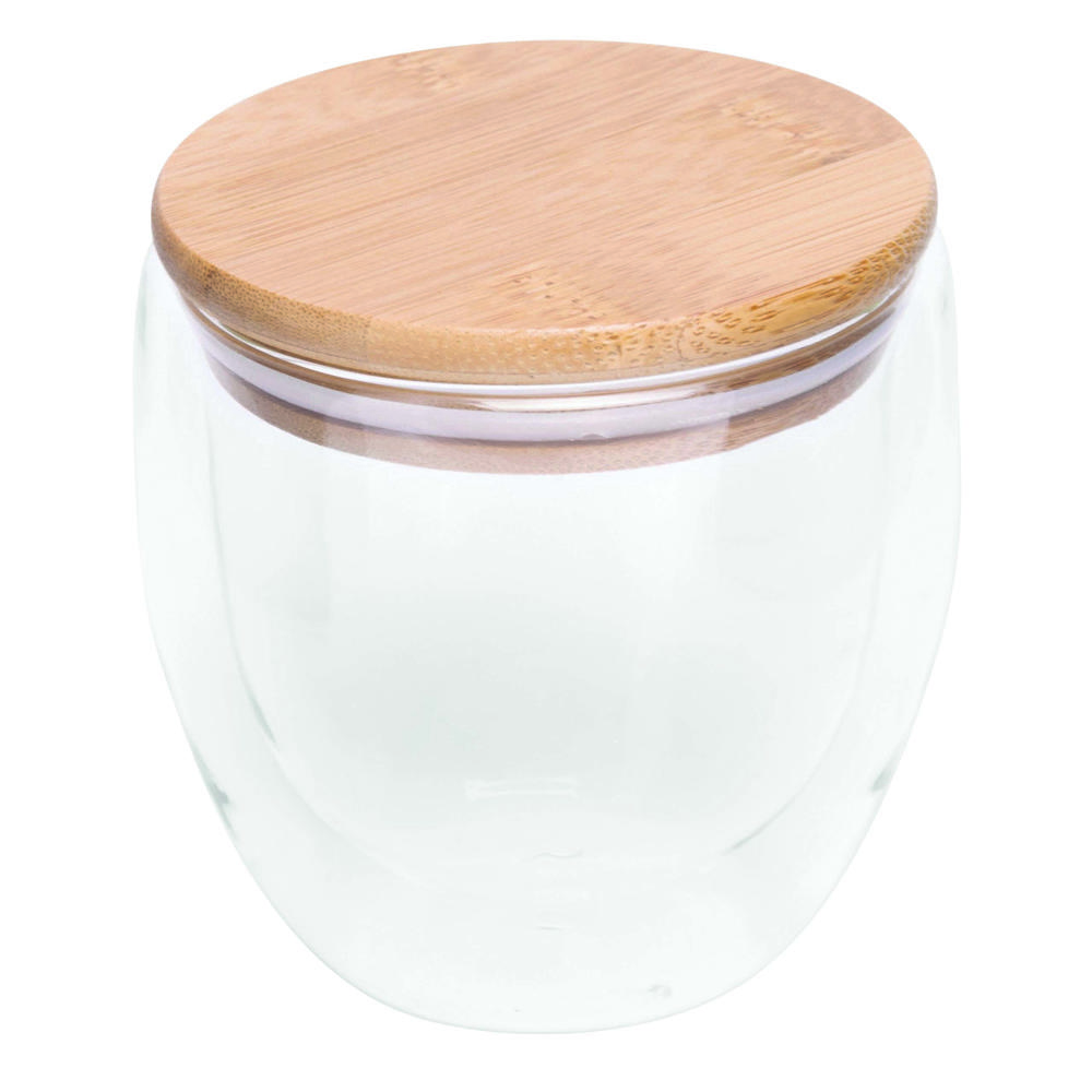 BAMBOO ART S - Dubbelwandig glas, inhoud ca. 250 ml. - voor bedrijven en relatiegeschenken