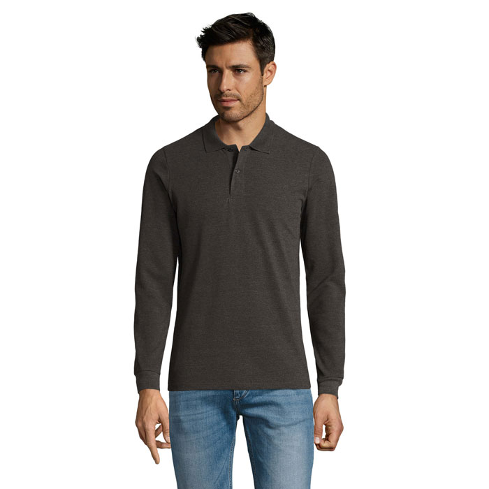 PERFECT LSL MEN - PERFECT LSL HEREN POLO 180 - bedrukt of onbedrukt verkrijgbaar - Charcoal Melange