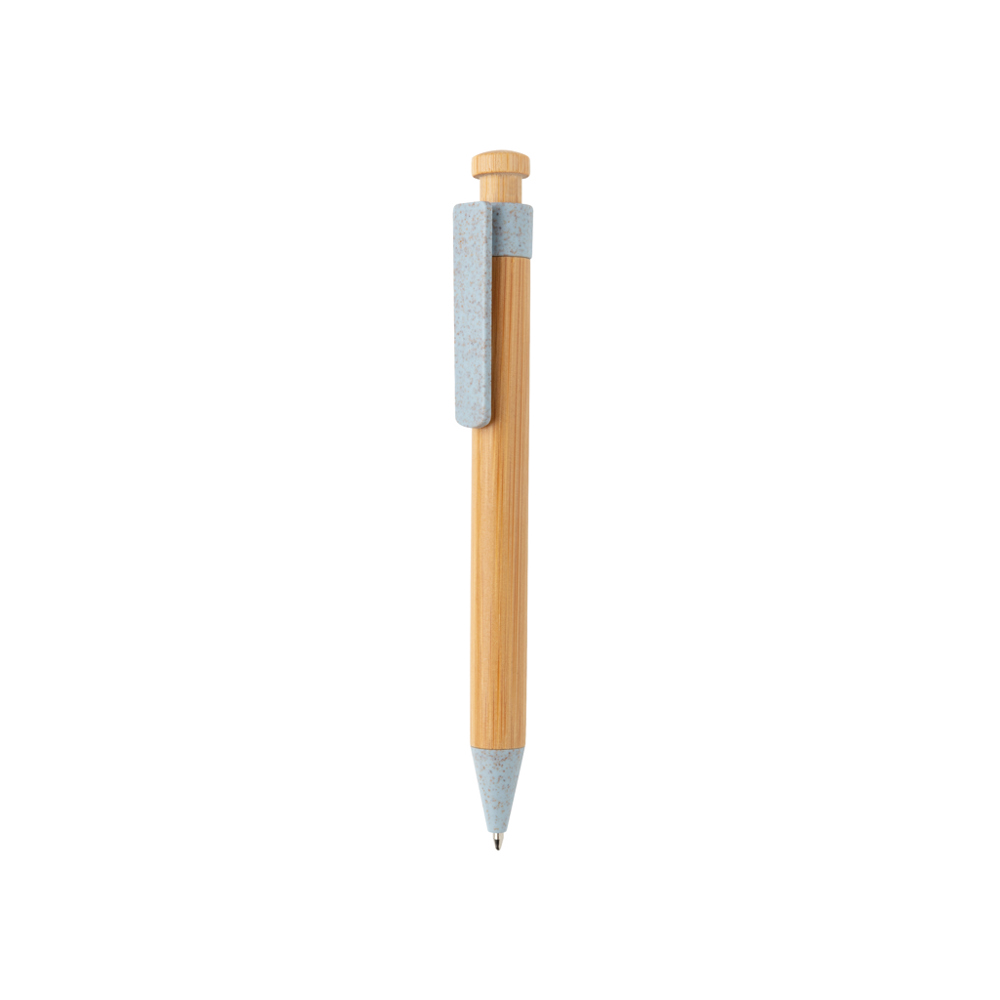 Bamboe pen met tarwestro clip - kopen of bedrukken - blauw (± PMS 2708)