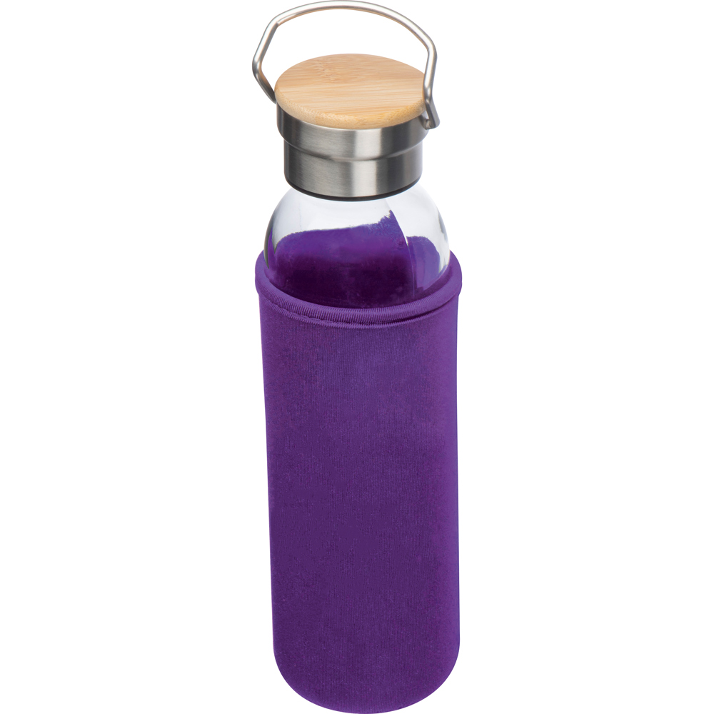 Drinkfles van glas met ommanteling