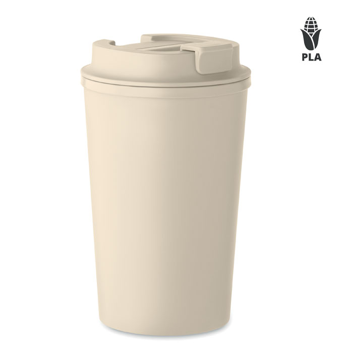 BEIBAKU - PLA dubbelwandige beker 350ml - bedrukt of onbedrukt verkrijgbaar - Beige