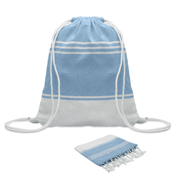 HAMMA - Hamam handdoek trekkoord tas s - voor bedrijven en relatiegeschenken - turquoise
