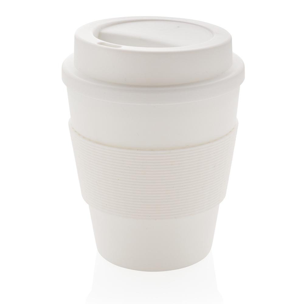 Herbruikbare koffiebeker met schroefdop 350ml - bedrukt of onbedrukt verkrijgbaar - wit (± PMS White)