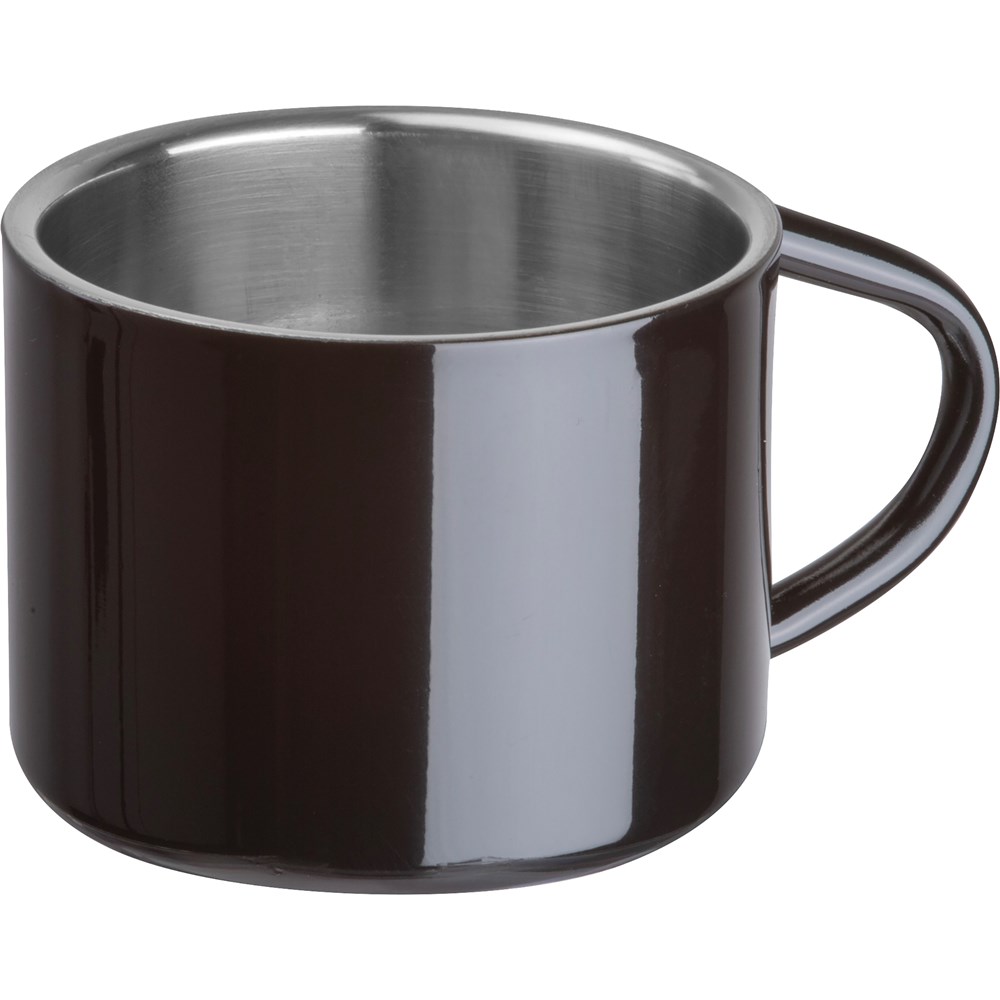 Dubbelwandig espressokopje van rvs, 60 ml - met logo of onbedrukt bestellen - zwart