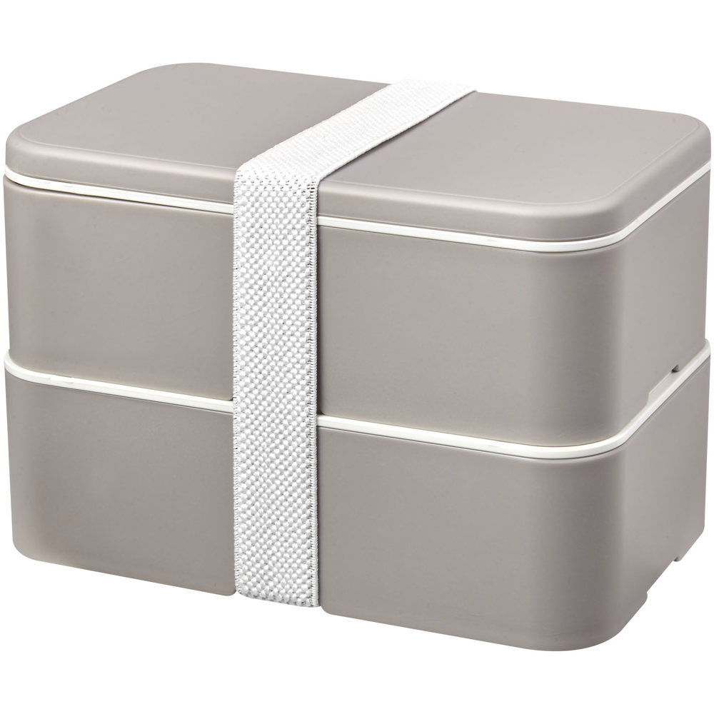 MIYO Renew 700+700 ml dubbellaagse lunchbox - bedrukt of onbedrukt verkrijgbaar - Kiezelgrijs, Kiezelgrijs, Wit