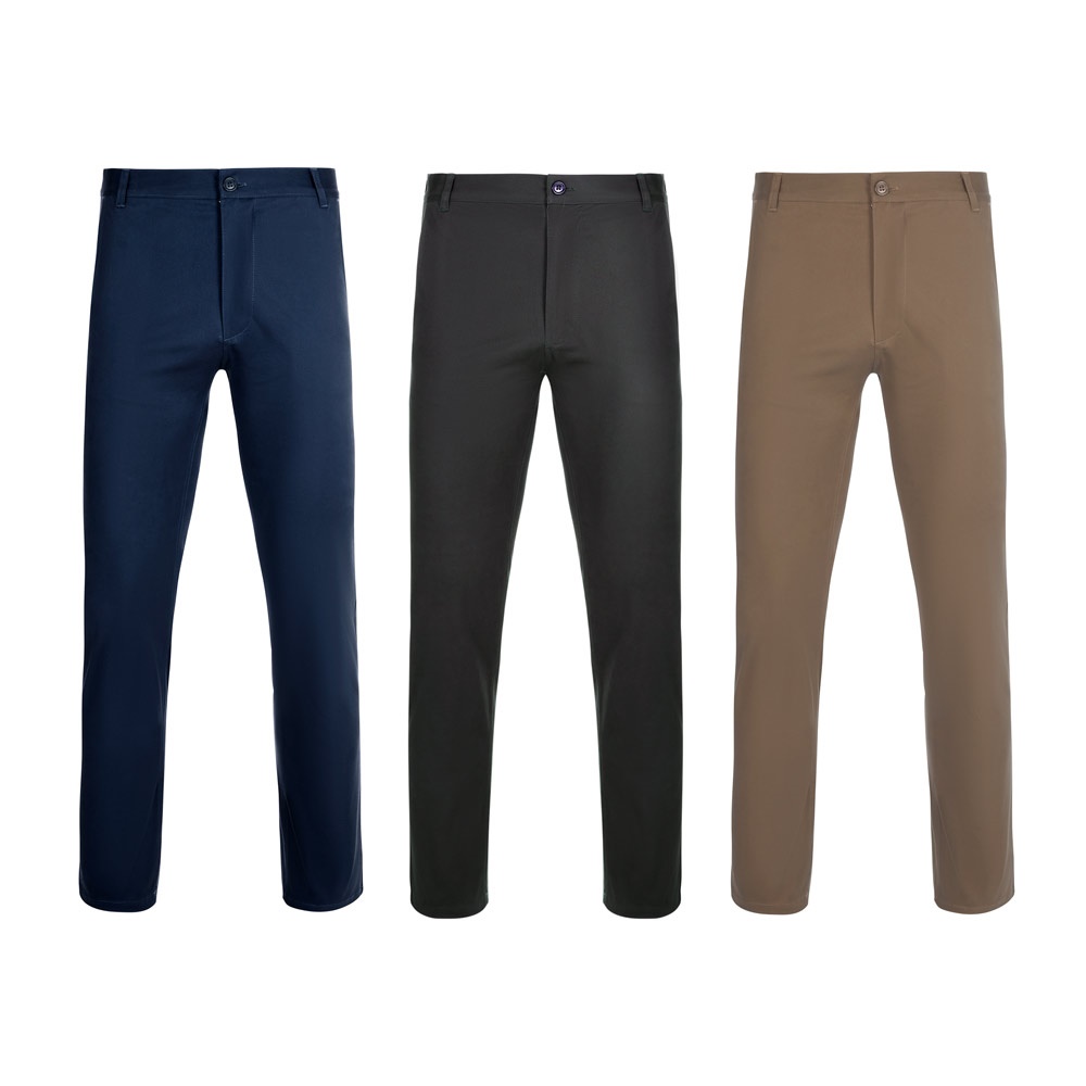 VL VISHNU. Uniseks stretch chinobroek (260g/m²) van katoen (98%) en elastaan (2%) - met logo of onbedrukt